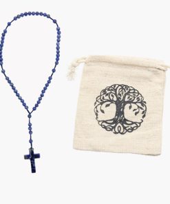 Edelstein Rosenkranz Sodalith im Lebensbaum Jutebeutel