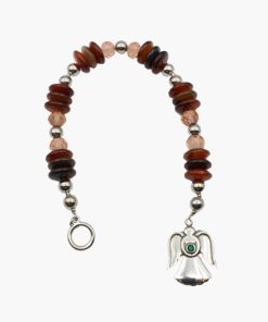 Achat Suncatcher mit Engel und Kristall dunkelgrün